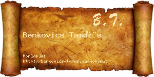 Benkovics Tamás névjegykártya