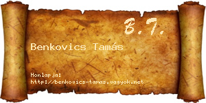 Benkovics Tamás névjegykártya